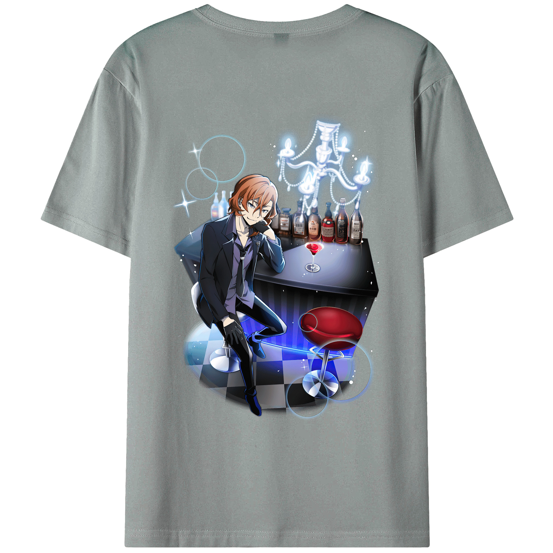 （画像用） 文豪ストレイドッグス Bungo Stray Dogs 綿100％ メンズ半袖Tシャツ（バックプリント） 通気性